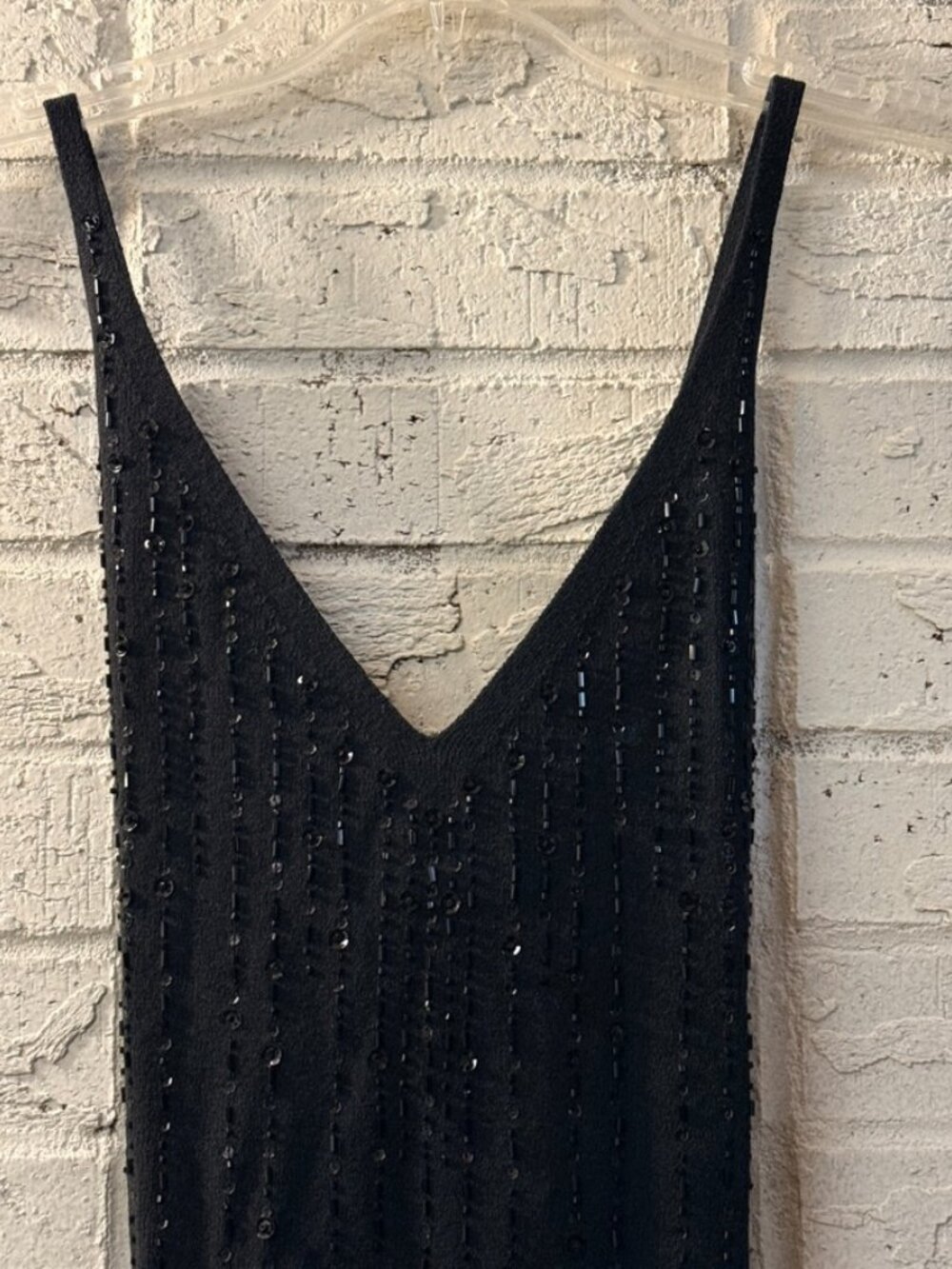 Ann Taylor LOFT Size S Black Sequin Beaded V Neck Tank Top NWT